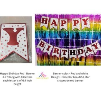 Happy Birthday Red and White Banner ( size 3-5 feet )
